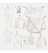 AC25561 Newborn Set Tinny Ships 10'Lu Hastane Çıkışı Ekru 0-3 Ay-Ekru
