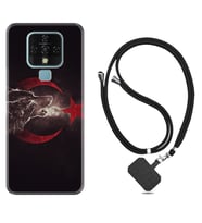 Tecno Camon 16 18P Pova Kılıf Boyun Askılı Silikon Kurt ve Ay Yıldız 1403