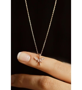 Zirkon Taşlı Rose Minimal Yusufcuk Gümüş Kolye
