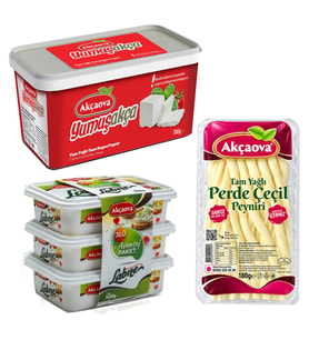 Akçaova Tam Yağlı Beyaz Peynir - Labne - Çeçil Peyniri 3 lü Karma Paket