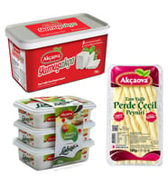 Akçaova Tam Yağlı Beyaz Peynir - Labne - Çeçil Peyniri 3 lü Karma Paket