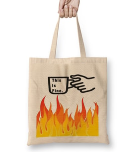 This Is Fine 03 Bez Çanta Uzun Saplı