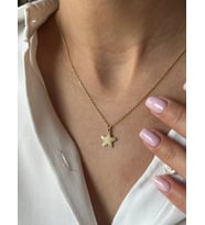 Kişiye Özel 925 Ayar Gümüş Şık Deniz Yıldızı Model Kolye (Gold)