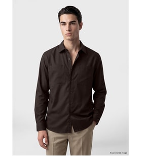 LCWAIKIKI Classic Kahverengi Regular Fit Gabardin Erkek Gömlek