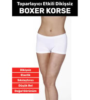 Özel Üretim İz Göstermez Düşük Bel Sıkılaştırıcı İnceltici Vücut Toparlayıcı Dikişsiz Boxer Korse (Beyaz)