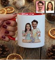 Kişiye Özel Karikatür Yemek Yapan Romantik Çift Kupa Bardak Sevgililer Günü Hediyesi