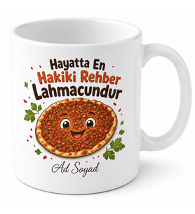 Lahmacun Temalı Baskılı Kupa Bardak Hediye Komik Espri Porselen Mug