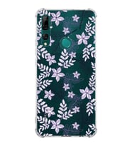 PrintiFy Huawei Y9 Prime 2019 Uyumlu Köşe Korumalı Floral Lila Tasarımlı Şeffaf Silikon Kılıf