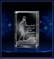 3d Kristal Atatürk 14 (Gerçek 3 Boyutlu Görüntü)