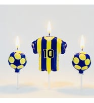 Taraftar Temalı Futbol Topu Sarı Lacivert Mum Set
