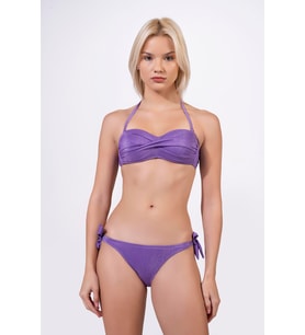 Endeep Kadın Çapraz Detaylı Kaplı Simli Bikini Takımı (Mor)