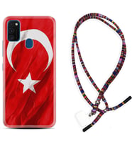 Samsung M21 M22 M23 M30 M31S M32 Kılıf Boyun Asklı Rasta Silikon Şanlı Türk Bayrağı 4 1401