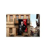 Atatürk ve Atatürk İmzalı Türk Bayrağı Poster Bayrak Premium Raşel Kumaş 300x450cm ATA51