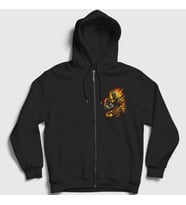 Presmono Unisex Siyah Ghost Rider Hediye Motorcu Motorsiklet Fermuarlı Kapüşonlu Sweatshirt 508888tt