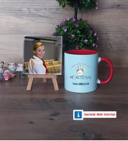Hostes Fotoğraflı Dekoratif Taş, Kupa Bardak Beyaz Hediye (Model 2)