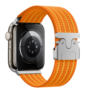 Apple Watch 44/45/46/49mm Kordon Kelebek Klipsli Naylon Kumaş Hasır Örgülü 133 2 (Turuncu)