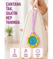 Anahtarlık Çanta Charmı Askılı Analog Dekoratif Saat Pembe