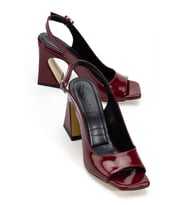 Kadın Bordo Rugan Özel Tasarım Ökçe Klasik Topuklu Ayakkabı