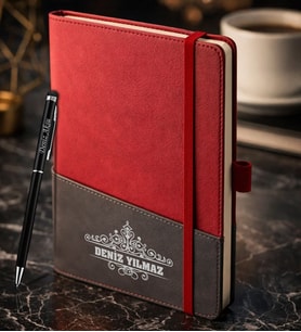 BK Gift Kişiye Özel Kırmızı Termo Deri Defter ve Touchpen Kalem Seti -14,  Kurumsal ve Özel Hediye, Yeni İş Hediyesi