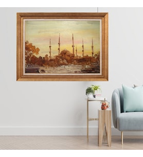 Altın Varaklı Çerçeveli Paspartulu  Tablo fty1154 (Gold)