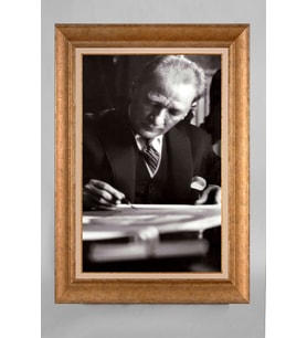 Çerçeveli Paspartulu Atatürk Tablo a477 (Gold)