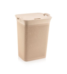 Omnipazar SY-4630 Plastik Safir Kirli Çamaşır Sepeti 55 lt Bej