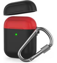 AirPods 1–2 Nesil Uyumlu Silikon Kılıf – Mat Yumuşak Doku, Darbe Emici, Karabinalı Kemer Klipsi, Kablosuz Şarj Destekli, Yedek Üst Kapak Hediyeli Siyah