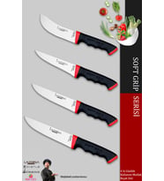 Lazbisa Soft Grip Mutfak Bıçak Seti Et Ekmek Sebze Bıçağı 4 Lü Set Günlük Kullanım ( Mtf-756 )