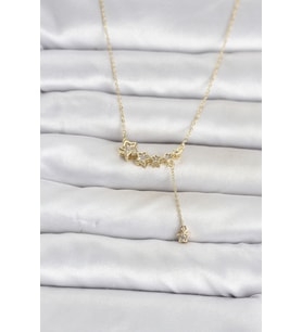 Pirinç Gold Renk Minimal Sallantılı Yıldız Model Kadın Kolye TJ-BKO11122