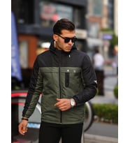 Taktikal  Outdoor İtal Sıvı Geçirmez Kumaş İçikürklü Mont Manken Üzerindeki L Beden Boy 1.80 Kilo 80 (Siyah-Haki)