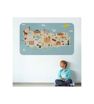Eğitici Ve Öğretici Dekoratif Cocuk Odası Türkiye Haritası Duvar Sticker-3879-60x105