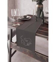 Antrasit Modern Desenli Premium Masa Örtüsü Runner RNR044