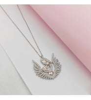 Gümüş Anne Bebek Model Siyah Taşlı Kolye 925 Ayar (Karışık)