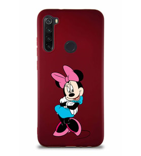 Xiaomi Redmi Note 8 Soft Premier Kapak Minnie Mouse-D Tasarımlı Silikon Kılıf - Mürdüm (Şeffaf)