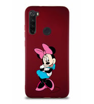 Xiaomi Redmi Note 8 Soft Premier Kapak Minnie Mouse-D Tasarımlı Silikon Kılıf - Mürdüm (Şeffaf)
