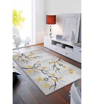 Sarı Çiçekli Kaymaz Tabanlı Makinede Yıkanabilir Halı FW006 - 100 x 160 cm