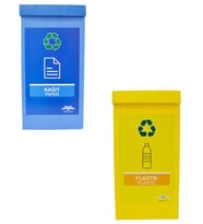 2’li Geri Dönüşüm Kutusu Sıfır Atık Kutusu Set Plastik ve Kağıt