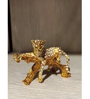 Swarovski Taşlı Leopar Mücevherlik / Dekoratif Biblo (Beyaz)