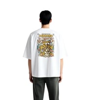 Erkek Oversize Grafik Tişört Çizgi Roman Leopar Karakteri Baskılı Kısa Kol Yuvarlak Yaka Rahat Kesim