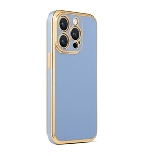 Apple iPhone 14 Pro Kılıf Zore Bark Kenarları Altın Renk Kılıf (Mavi)