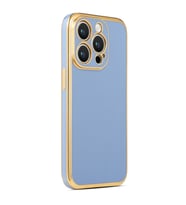 Apple iPhone 14 Pro Kılıf Zore Bark Kenarları Altın Renk Kılıf (Mavi)