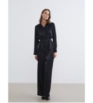 LCWAIKIKI Classic Siyah Beli Lastikli Saten Kadın Pantolon