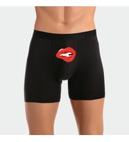 Dudak Resmi Baskılı Erkek Man Boxer Hediye Boxer (Siyah)