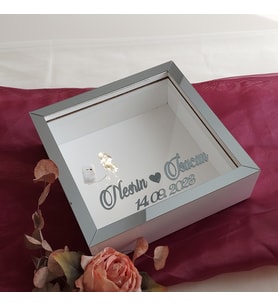 25x25 Cm Beyaz-Füme Derin Anı Çerçevesi-6 Cm Derinlikli Anı Çerçevesi! İsimli-Ledli! Hkm Ticaret