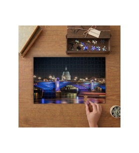 Londra Köprüsü İngiltere - Gece Manzarası Tasarımı 240 parça Ahşap Puzzle Ahşap Kutuda MP05834