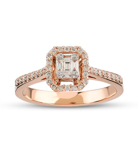0.32 Ct Baget Pırlanta Yüzük B18 (Çok Renkli)