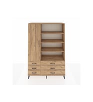 Hyperion Gardrop 8 Raflı 6 Çekmeceli Tek Kapaklı  132x44x195 Çam-Çam