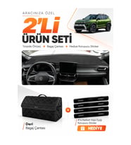 e-biz RENAULT DUSTER (2025-2027) Uyumlu Torpido Örtüsü + Deri Bagaj Çantası Seti - Siyah - RE054