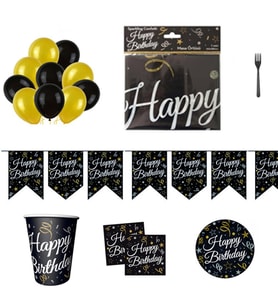 Yetişkin Sparkling Confeti Happy Birthday Doğum Günü Süsleri Parti Seti 8 Kişilik-