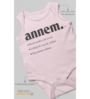Annem Baskılı Bebek Zıbını – Çıtçıtlı Body 8 Renk  %100 Pamuk Sıfır Kol (Bebek Pembesi)